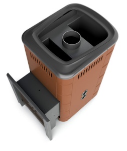 Печь-каменка УРЕНГОЙ 2018 INOX терракота большой свето-прозрачный экран с теплообменником (ТО) (вид топлива - ГАЗ)