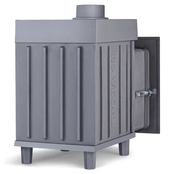 Печь-каменка чугунная ГРОЗА 18М дверца со стеклом (18 м.куб)