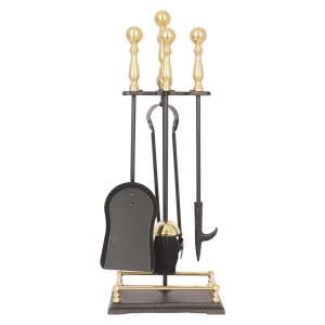 Каминный набор 15160 РK ЧЕРНЫЙ с ЗОЛОТОМ 4 предмета