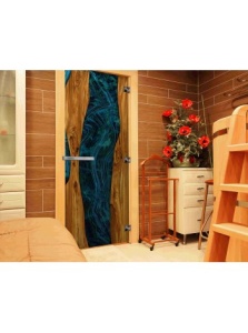 Дверь стеклянная ФОТОПЕЧАТЬ СЛЭБ-05 700х1900 мм 3 петли,стекло 8 мм,кор ОЛЬХА,ручка-дер,магнит DW