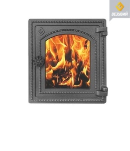 Дверца чугунная ВЕЗУВИЙ ДТ-4 С крашеная АНТРАЦИТ  (посадочный размер 250 х 280 мм)