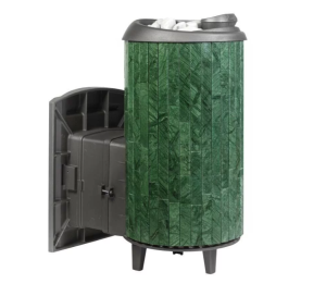 Печь-каменка чугунная АТМОСФЕРА XL дверца со стеклом в ламелях ВЕРДЕ ГВАТЕМАЛА наборный(18-26 м.куб)