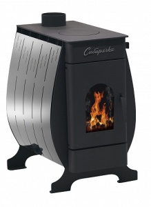 Печь отопительная СИБИРЯЧКА-12 (кожух из нержавеющей стали) дверца со стеклом