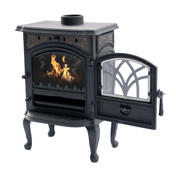 Печь-камин СИБИРЬ   7 чугунная с чугунной дверцей со стеклом