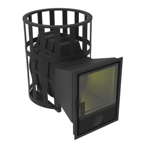 Печь-каменка чугунная ВОЕВОДА 20 дверца Д-1 сетчатый кожух d = 115 мм (12 - 20 м.куб)