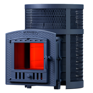 Печь-каменка чугунная ИСКАНДЕР 16П2 в СЕТКЕ  дверца ПАНОРАМА (16 м.куб)