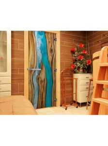 Дверь стеклянная ФОТОПЕЧАТЬ СЛЭБ-05 700 х 1800 мм 3 петли,стекло 8 мм,кор ОЛЬХА,ручка-дер,магнит DW