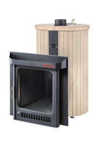 Печь-каменка МАКСИ ПФ дверца со стеклом в ламелях ОКАМЕНЕВШЕЕ ДЕРЕВО НАБОРНЫЙ (38 м.куб)
