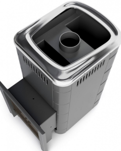 Печь для бани УРЕНГОЙ 2018, INOX, антрацит, вид топлива: ГАЗ, большой свето-прозрачный экран