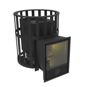 Печь-каменка ВИКИНГ 15 дверца Д-1 сетчатый кожух d = 115 мм (8 - 20 м.куб.)