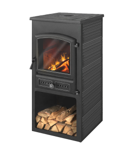 Печь-камин ЭТНА С ЧУГУННОЙ ПЛИТОЙ  11 кВт (БКД)  АНТРАЦИТ ВЫСОКИЙ (180 м.куб)