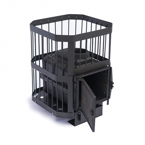 Печь-каменка  чугунная СИБИРЬ 15  СЕТКА пруток дверца  чугунная  без вынос.топ.канала (8 - 15 м.куб)