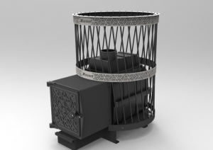 Печь-каменка  чугунная КЕННЕТ БАСТИОН 16  СЕТКА пруток дверца  чугунная (14 - 18 м.куб)