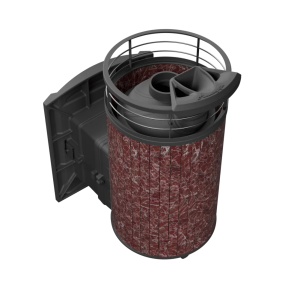 Печь-каменка чугунная АТМОСФЕРА L дверца со стеклом в ламелях РОССО ЛЕВАНТО NEW (12-20 м.куб)