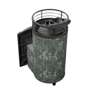 Печь-каменка чугунная АТМОСФЕРА XL  в ламелях ЖАДЕИТ NEW + тоннель  (18-26 м.куб)