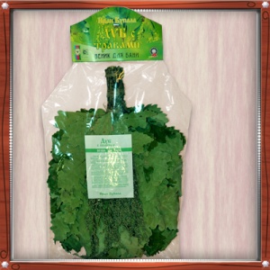 Веник Экстра из КАВКАЗСКОГО ДУБА с полынью в индивидуальной упаковке