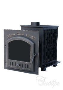 Печь-каменка СИБИРЬ-40 дверца ПАНОРАМА (700 х 700 мм)  под Т/О (правый)