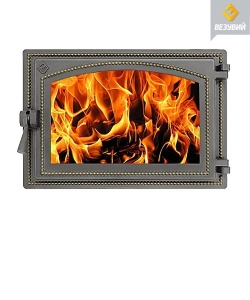 Дверца чугунная ВЕЗУВИЙ 230 крашеная БРОНЗА (посадочный размер 273 х 407 мм)