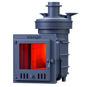 Печь-каменка чугунная ИСКАНДЕР ЗК 14М  дверца со стеклом (14 м.куб)  под облицовку
