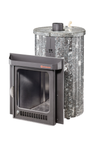 Печь-каменка ОПТИМА ПФ дверца со стеклом в ламелях АМФИБОЛИТ НАБОРНЫЙ (28 м.куб)