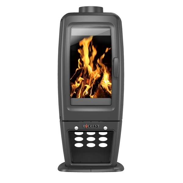 Печь-камин EVEREST S12 чугунная антрацит d = 150 мм (12 кВт)  (2)