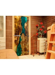 Дверь стеклянная ФОТОПЕЧАТЬ СЛЭБ-02 700 х 1900 мм 3 петли,стекло 8 мм,кор ОЛЬХА,ручка-дер,магнит DW-