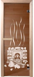 Дверь стеклянная БАНЬКА БРОНЗА 700 х 1900 мм 2 петли, стекло 6 мм, коробка ХВОЯ, магнит DW