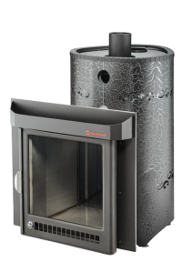 Печь-каменка ОПТИМА ПФ в кожухе СТАНДАРТ дверца со стеклом (28 м.куб)